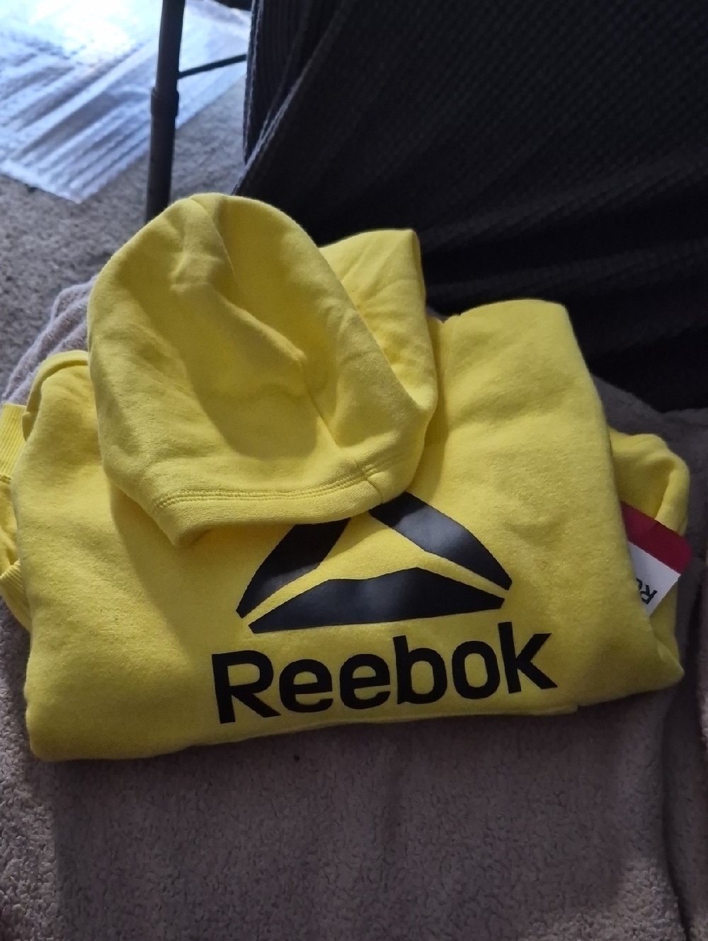 Reebok Bold Black Logo Yellow Pullover Hoodie